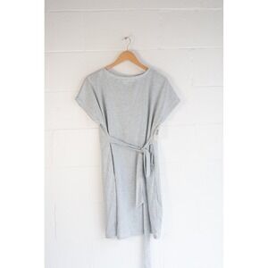 Grey White Striped Short Sleeve Tie Waist T-Shirt Dress SE23221094 L